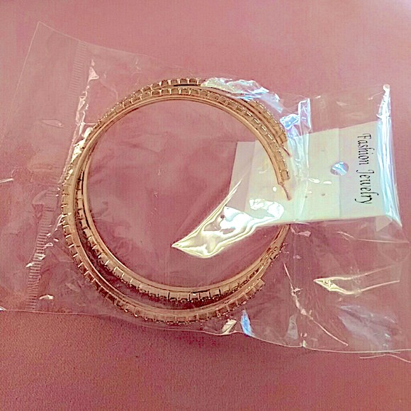 Gold tone bling hoops new - Picture 2 of 3